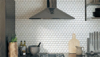 Mir Mosaic Valencia Mosaic Tile used in a kitchen backsplash