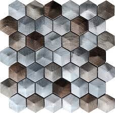 Glass Tile Aluminum Hexagon Mosaic