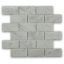White Carrara Beveled Brick Marble Look Tile