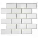 White Thassos Beveled Brick Mosaic Tile