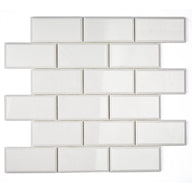 White Thassos Beveled Brick Mosaic Tile
