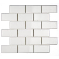 White Thassos Beveled Brick Mosaic Tile