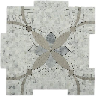 Floral Decor Marble Look Tile