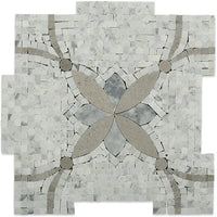 Floral Decor Marble Look Tile