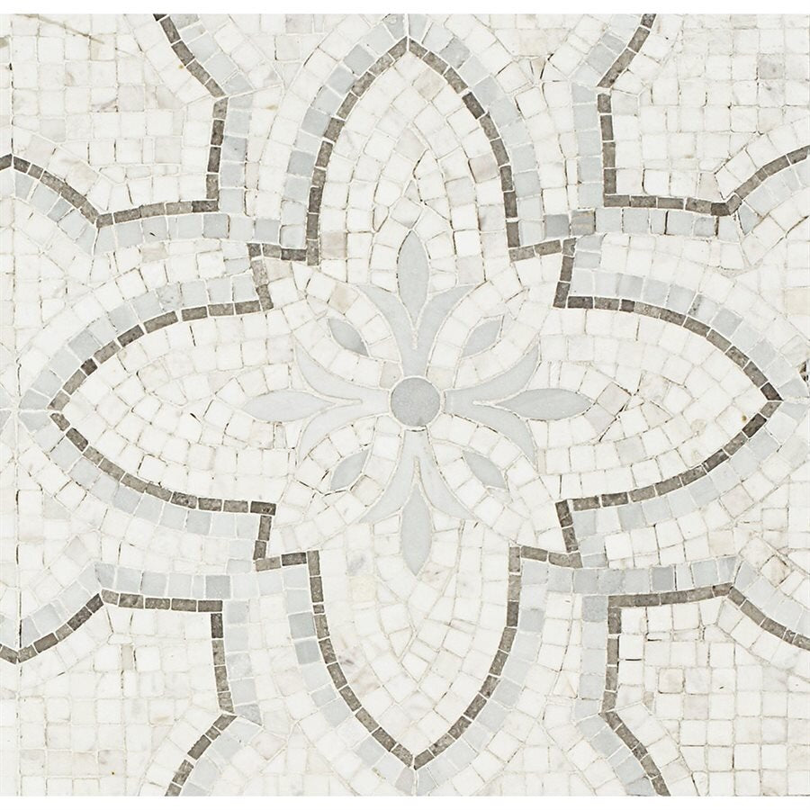 Floral Decor Marble Look Tile
