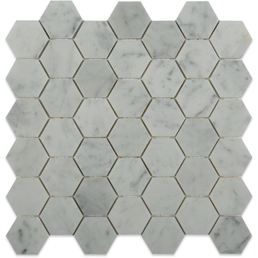 White Carrara Hexagon Marble Look Tile
