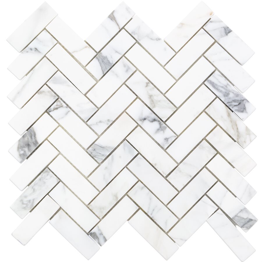 Calacatta Herringbone Marble Look Tile