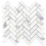 Calacatta Herringbone Marble Look Tile