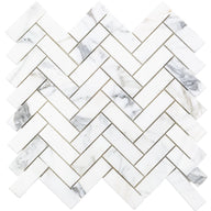 Calacatta Herringbone Marble Look Tile