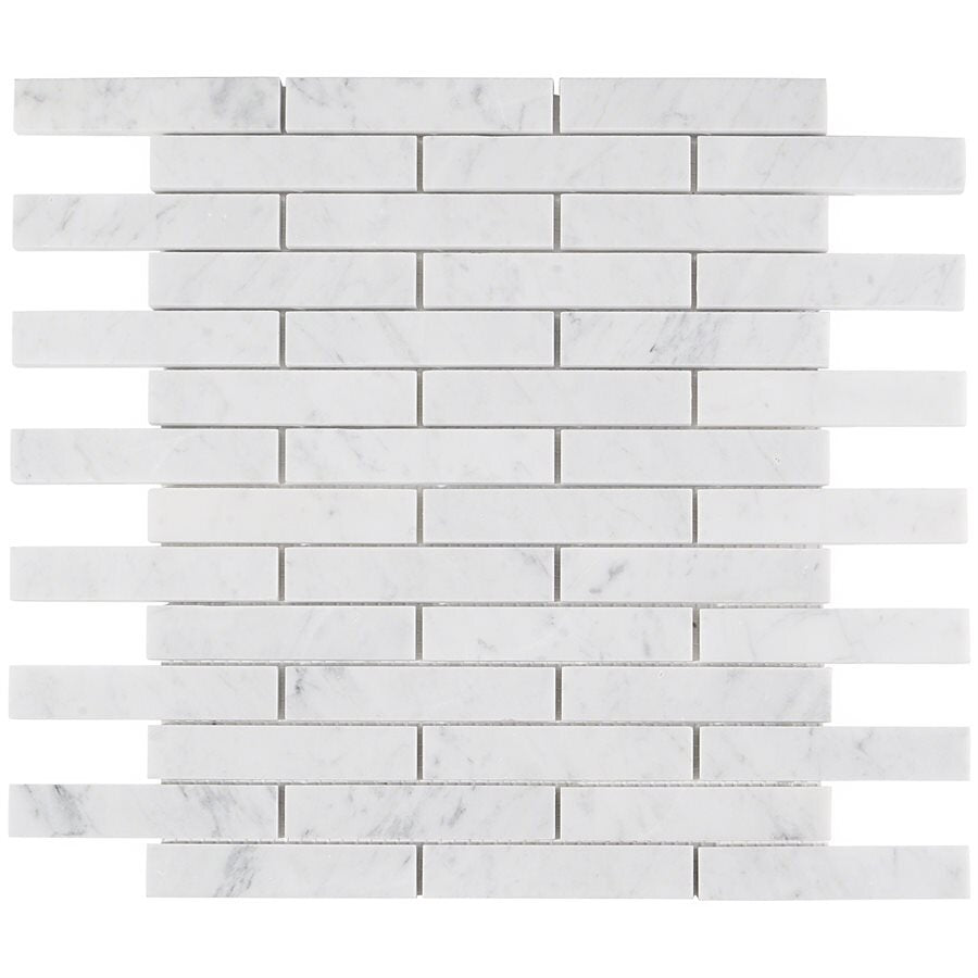 White Carrara Piano Brick Marble Look Tile