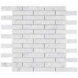 White Carrara Piano Brick Marble Look Tile