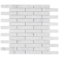White Carrara Piano Brick Marble Look Tile
