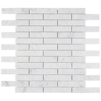 White Carrara Piano Brick Marble Look Tile