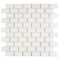 White Thassos Brick Mosaic Tile