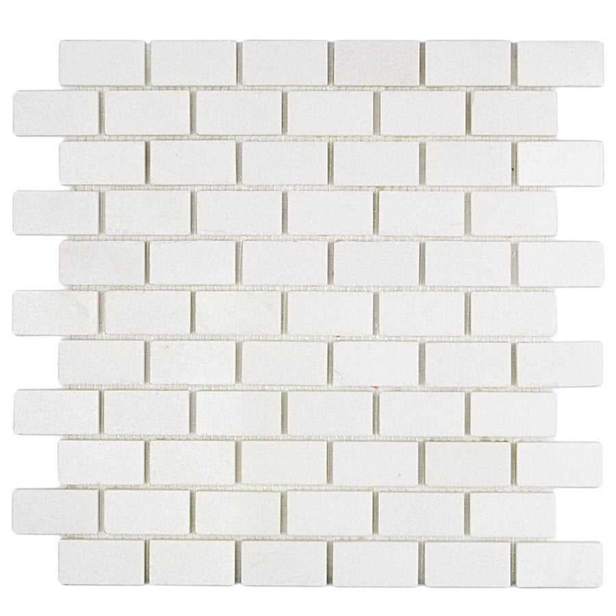 White Thassos Brick Mosaic Tile