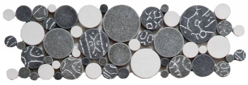 Reconstituted Pebble Interlocking Mosaic Tile Border