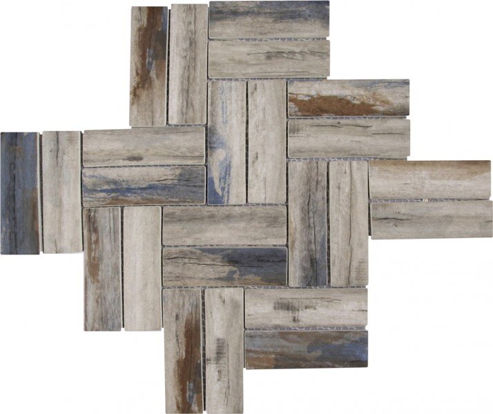 Glass Tile Herringbone Wood Look Matte