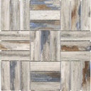 Glass Tile Stacked Square Wood Look Matte