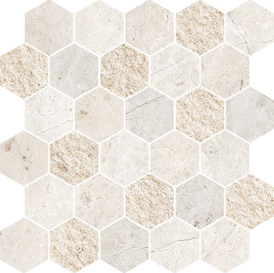 Pietra d'Orvieto Esagona Mosaic Marble Look Tile