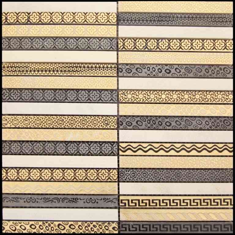 Artistic Golden Line 1 Mosaic Tile