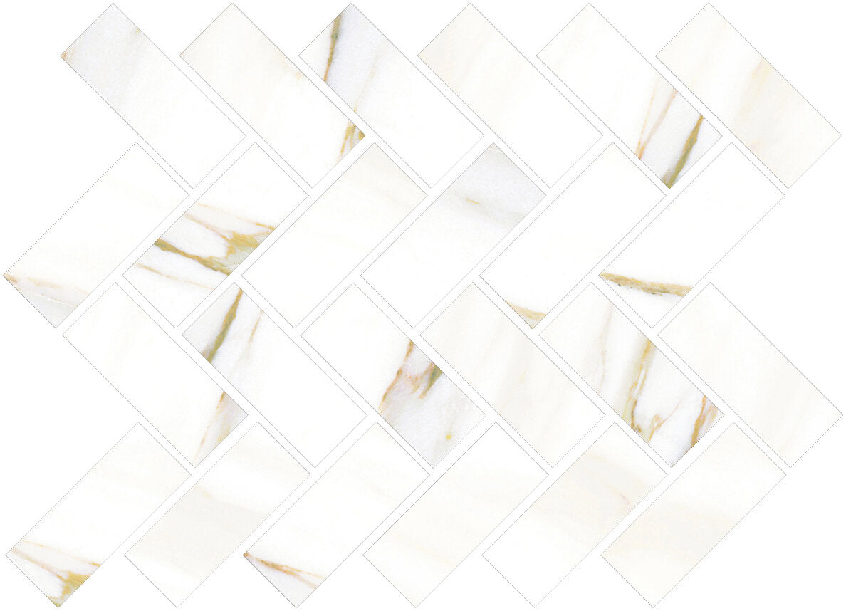 Cava Herringbone Mosaic Marble Look Tile