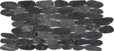 Pebble Stacked Sliced Polished Interlocking 6" x 12" - Black