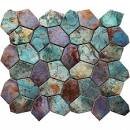 Metal Tile Hexagon Mix Metallic 11" x 12" - Green and Rust