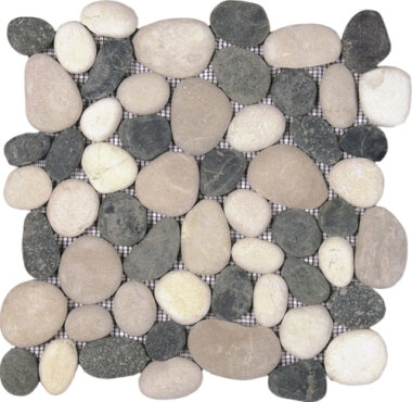 Pebble Rectified Matte Interlocking 12" x 12" - Mix White/Black/Beige