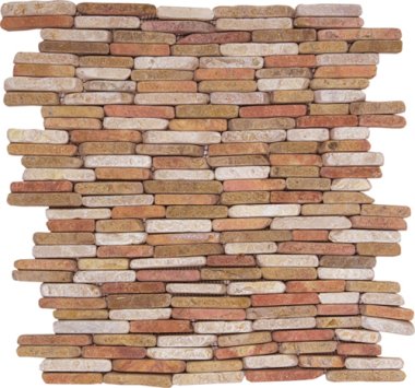 Marble Stone Tile Stacked Brick Interlocking 11,6" x 11,6" - Mix White/Red