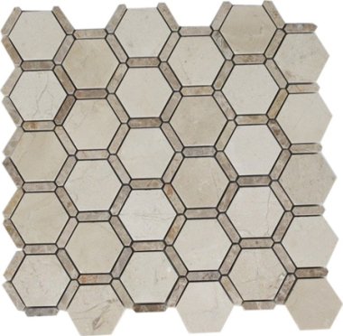 Honeycomb Stone Tile - Crema Marfil and Light Emperador