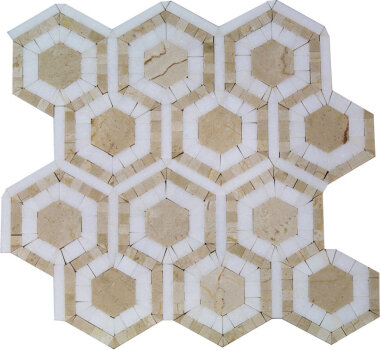 Evo Hex Tile 12" x 12" - Crema & Thassos