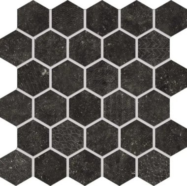Concert Esagono Decor Tile 10" x 10" - Black