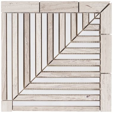 Avant Garde Linear Corner Piece Tile 7.87" x 7.87" - Asian Statuary/Wooden Beige