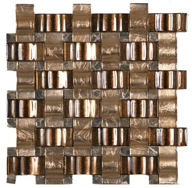 Cristallo Curved Blended Mosaic Tile 11.8" x 11.8" - Brown/Emp