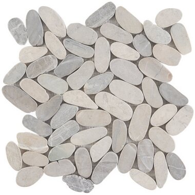 Pebblestone Sliced Flat Oval Tile 11.81" x 11.81" - Prambanan Grey