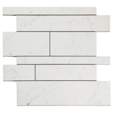 Lithe Railroad Mosaic Tile 11.41" x 11.69" - Carrara Giola