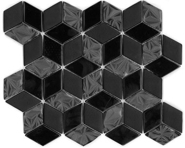 Diamond Hex Mosaic Tile 10.04" x 11.61" - Black
