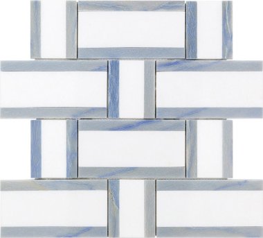 Interlace Tile 12 3/4" x 12 7/8" - White Thassos and Blue Macauba