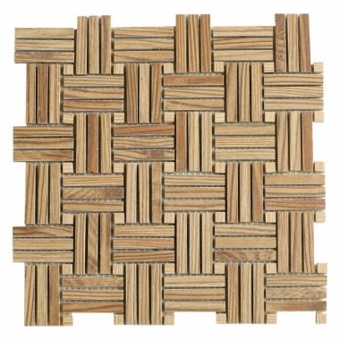 Ceramic Basket Weave Wood Look 12" x 12" - Beige Mix