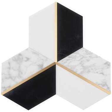 Carraway Hexagon Tile 10" x 12" - Nero White