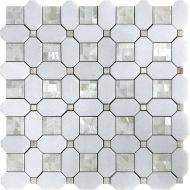 Alaska Alaskan Pearl Mosaic Tile - 12.2" x 12.2" - White