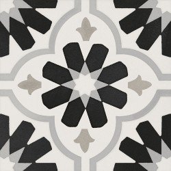 Anthology Smalta Etnic Cosmos Deco Tile 8" x 8" - Black & White