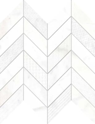 Concert Chevron Mosaic Tile 12" x 12" - White