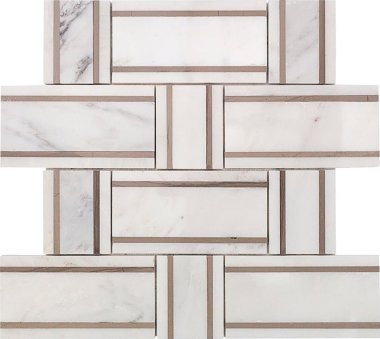 Interlace Tile 12 3/4" x 12 7/8" - Asian Statuary and Athens Gray