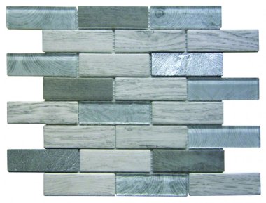 Glass Tile Recycled Interlocking 12" x 12" - Grey / Beige