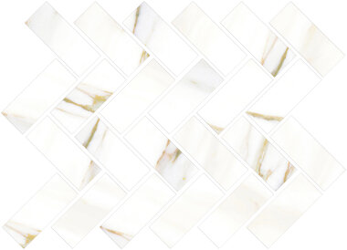 Cava Herringbone Mosaic Tile 12.2" x 9.6" - Bianco Satin