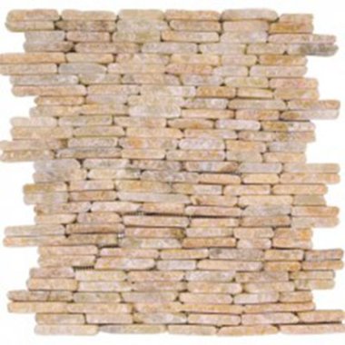 Stacked Brick Marble Interlocking Tile 12" x 12" - Beige