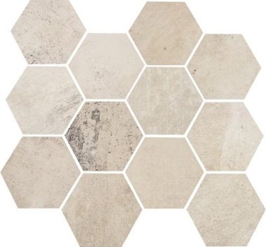 Concrete Hexagon Mosaic 11.69" x 12.4" - White Cloud