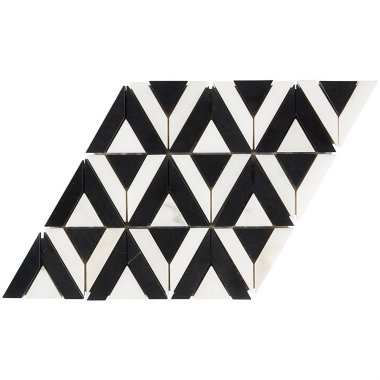 Avant Garde Triangle Tile 6.81" x 7.83" - Calacatta/Black Jade