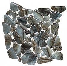 Glass Tile Pebble Mix Mosaic 12" x 12" - Grey/Beige